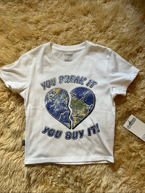 Parks Project Tops - Parks Project Women "You Break It You Buy It" White Graphic Tee